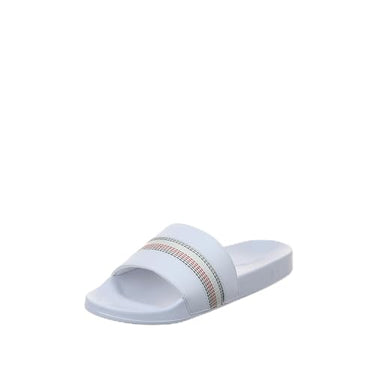 Tommy Hilfiger CORPORATE STRIPES POOL SLIDE Women's Slippers, White, EU on Sale